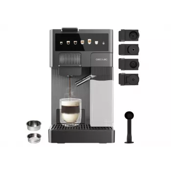 Cecotec FreeStyle Latte T Espresso aparatas - 20 barų siurblio slėgis, įmontuotas pieno putotojas, 1350 W, pilka