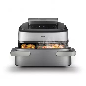 Philips 5000 Series NA565/02 Dvigubo krepšelio oro gruzdintuvė 9,5 L 2750 W Juoda, Sidabrinė, Nerūdijantis plienas