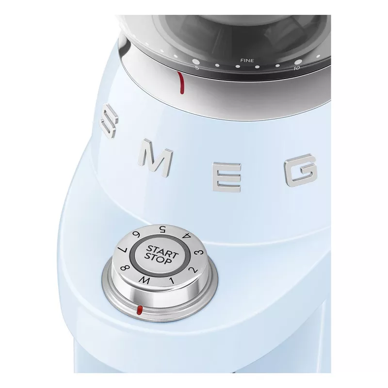 Smeg CGF03PBEU Kavos Malūnėlis, 15 Malimo Nustatymų, 240 g Pupelių Talpa, 150 W, Pastelinė Mėlyna