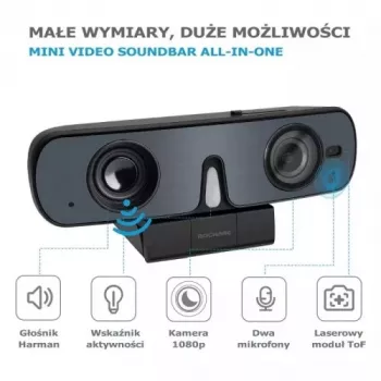 ROCWARE RC08P kamera, juoda, USB, 1080i/720p, įmontuotas mikrofonas