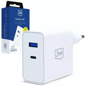 3MK FlowPower 45W PD 3.0 QC4+ GaN Charger White