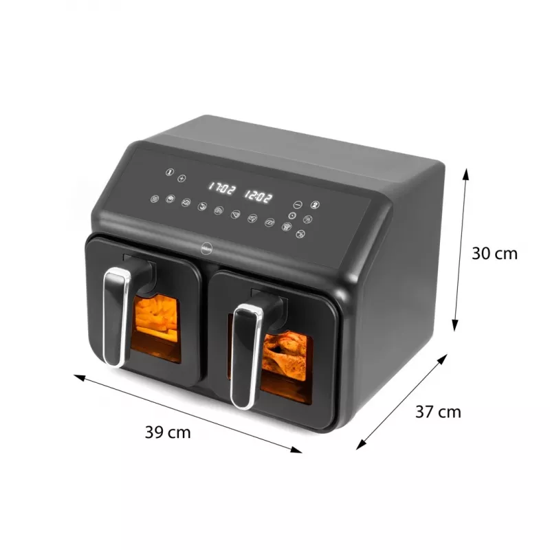 ELDOM FR210 DualCrisp Dviguba oro gruzdintuvė, 2200 W, 8 L talpa, LED ekranas, juoda