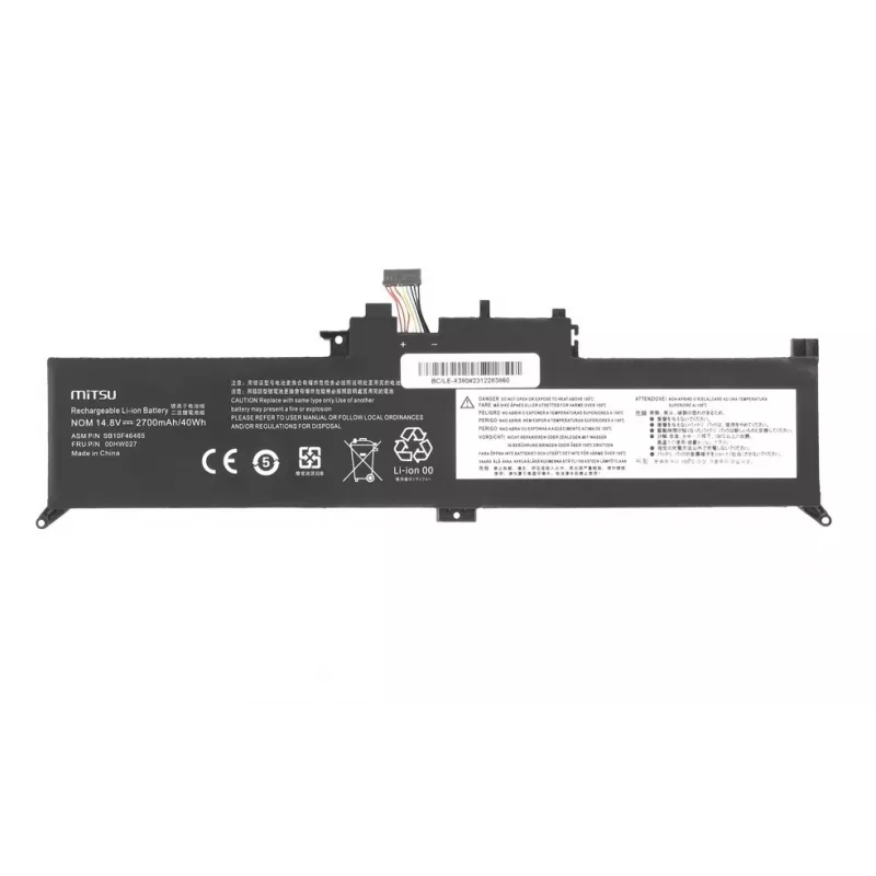 MITSU nešiojamojo kompiuterio baterija 2700mAh 14.8V (40Wh) 4 elementų Li-ion, skirta Lenovo ThinkPad Yoga 260 370 X380 - Juoda