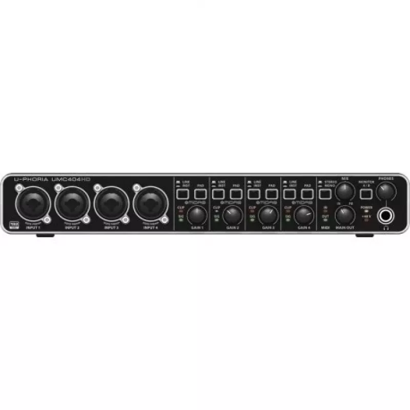 Behringer UMC404HD USB garso sąsaja 4x4 24 bitai / 192 kHz su MIDAS išankstiniais stiprintuvais