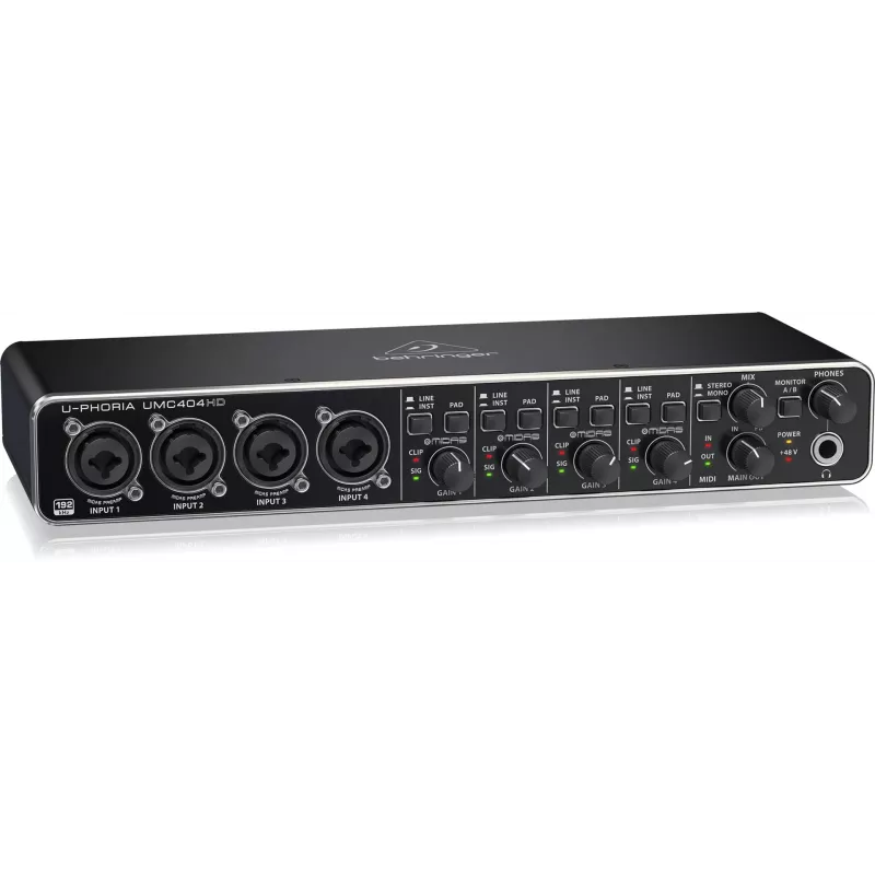Behringer UMC404HD USB garso sąsaja 4x4 24 bitai / 192 kHz su MIDAS išankstiniais stiprintuvais