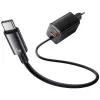 USAMS JC Series CC266 65W GaN greitasis įkroviklis su integruotu USB-C laidu, juodas