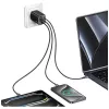 USAMS JC Series CC266 65W GaN greitasis įkroviklis su integruotu USB-C laidu, juodas
