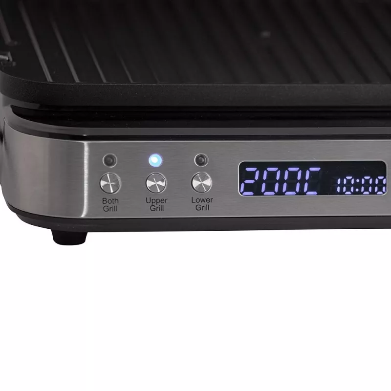 ELDOM GK200 GRILO kontaktinė kepsninė 2000W, reguliuojamas termostatas, nelipnios plokštės, juoda/sidabrinė