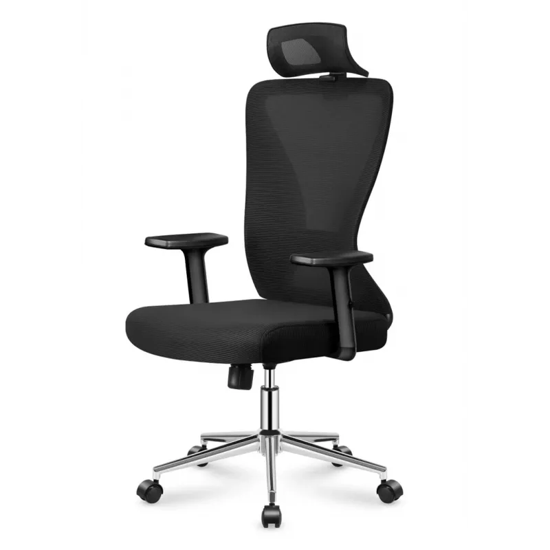 MARK ADLER MA-Manager 3.5 Black Executive Office Chair with Headrest, Eco-Leather, Chrome Base
