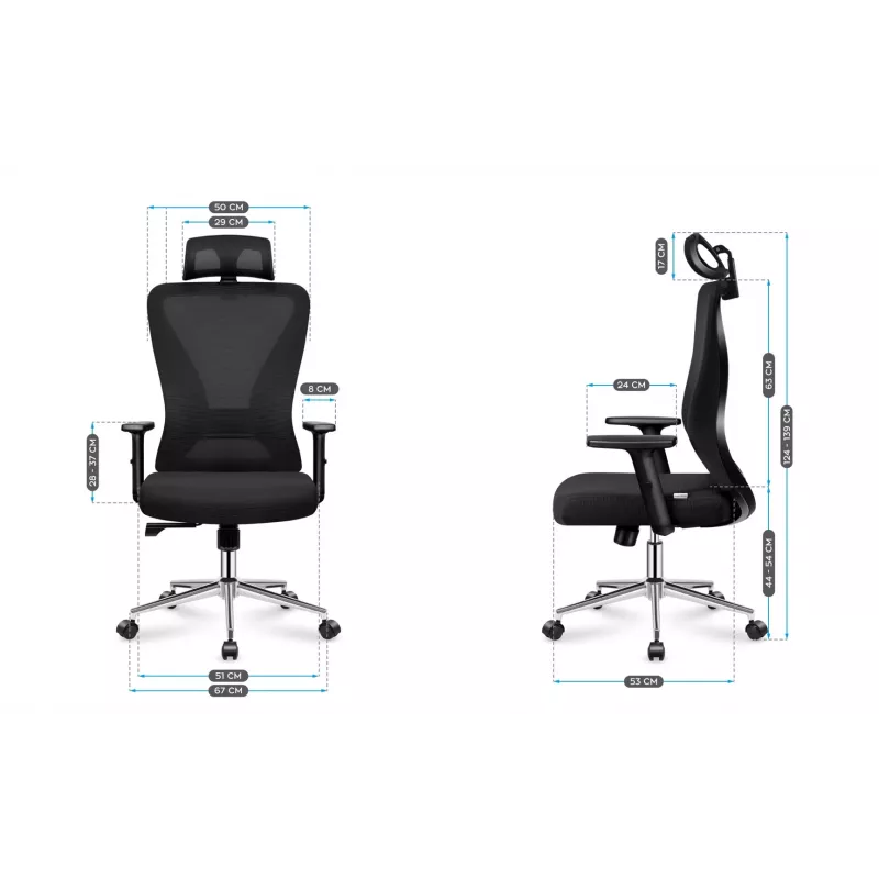 MARK ADLER MA-Manager 3.5 Black Executive Office Chair with Headrest, Eco-Leather, Chrome Base