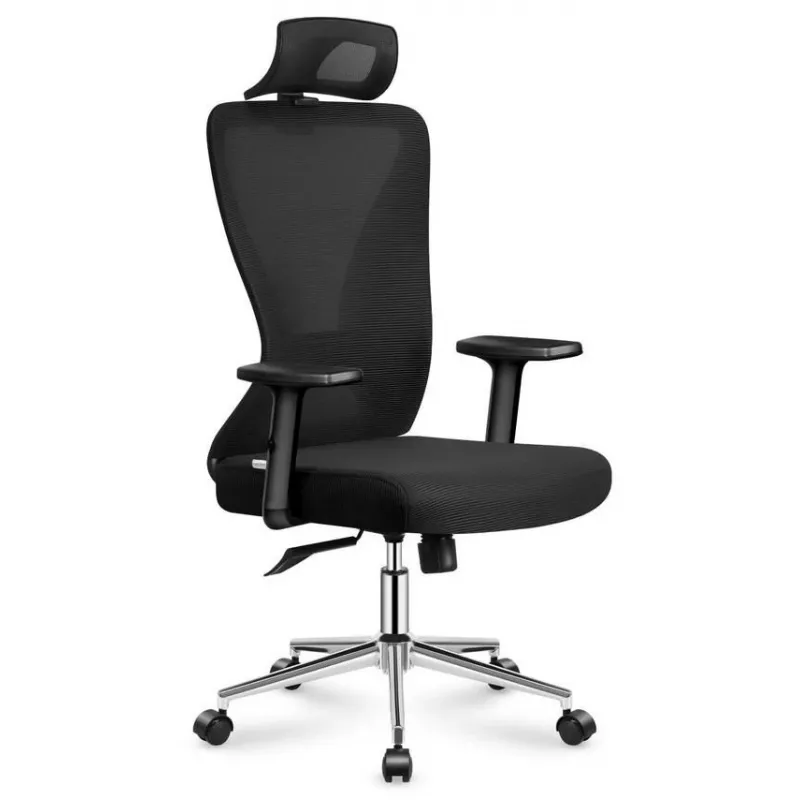 MARK ADLER MA-Manager 3.5 Black Executive Office Chair with Headrest, Eco-Leather, Chrome Base