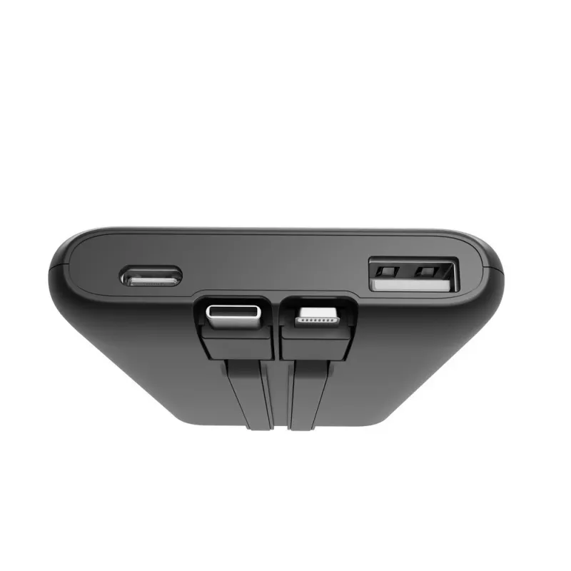 Gembird PB10-PD20-LCD-01 Greitojo įkrovimo power bank su integruotais kabeliais, 20W, 10000 mAh, juoda