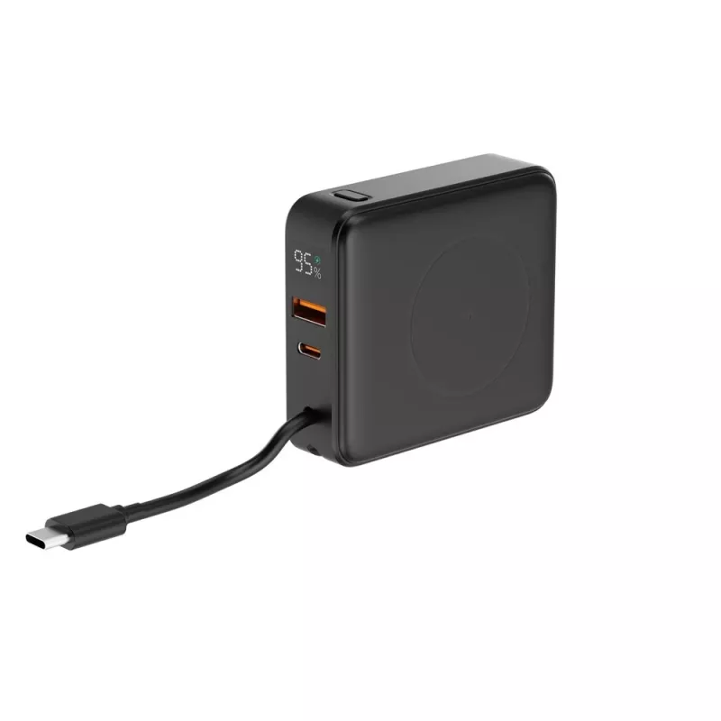 Gembird PB10-WPC15-LCD-01 Greitojo įkrovimo Power Bank su belaidžiu įkrovikliu, 20W, 10000 mAh, juoda
