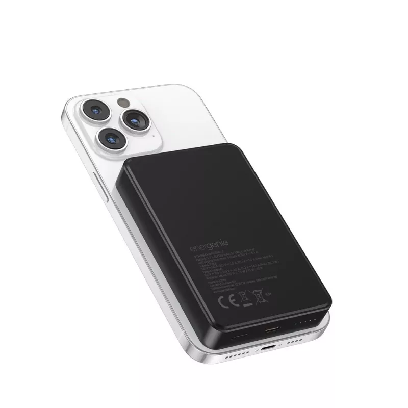 Gembird PB10-WPC15M-01 Magnetinė belaidė Powerbank 15W, 10000 mAh, juoda