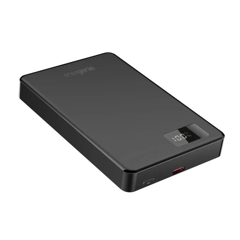 Gembird PB10-WPC15M-LCD-01 Magnetinis belaidis powerbank su LCD, 15W, 10000 mAh, juodas