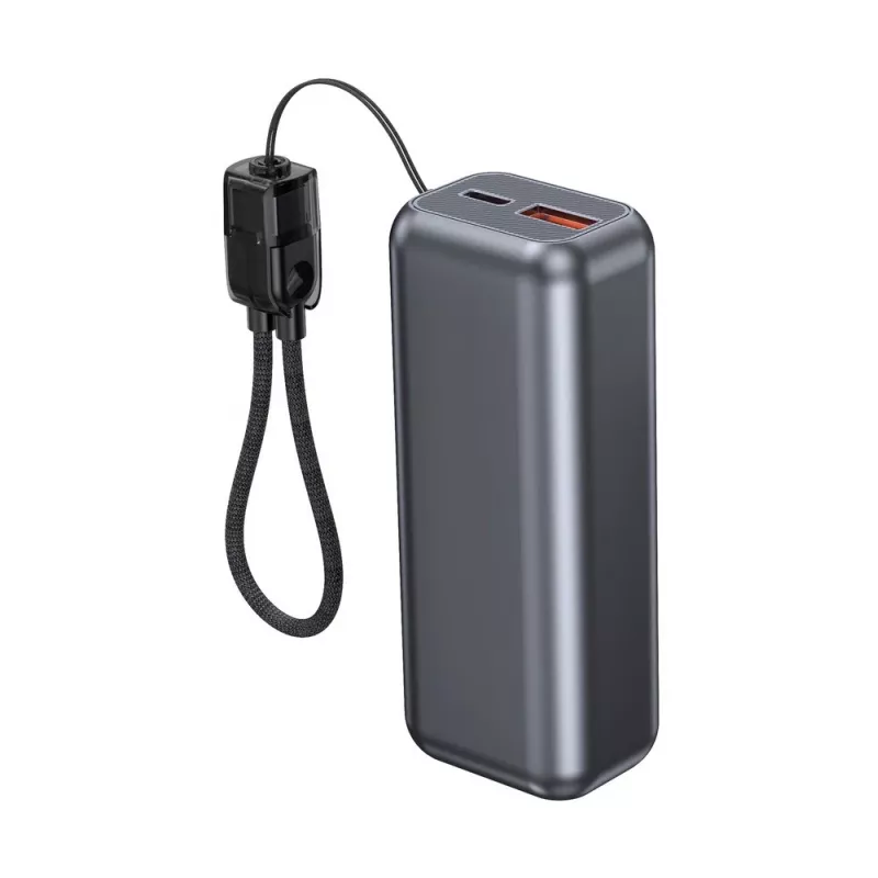 Gembird PB10-PD20-LCD-02 Kompaktiškas greito įkrovimo powerbank su LCD ekranu, 20W, 10000 mAh, kosminė pilka