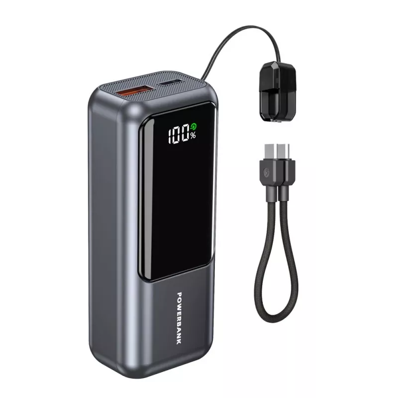 Gembird PB10-PD20-LCD-02 Kompaktiškas greito įkrovimo powerbank su LCD ekranu, 20W, 10000 mAh, kosminė pilka