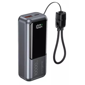 Gembird PB10-PD20-LCD-02 Kompaktiškas greito įkrovimo powerbank su LCD ekranu, 20W, 10000 mAh, kosminė pilka