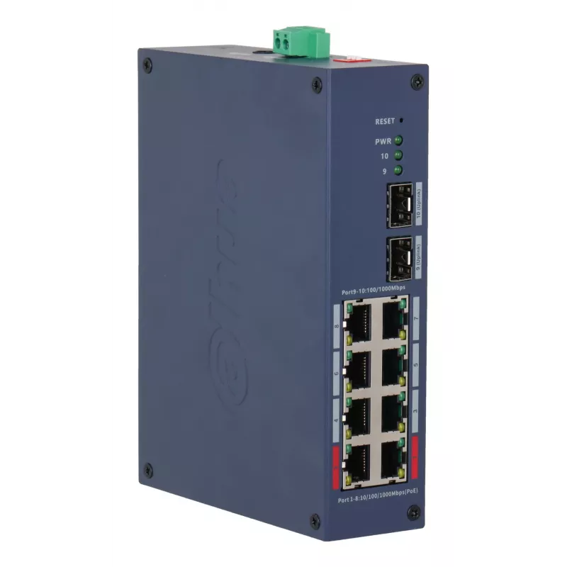 DAHUA CHS4210-8GT-110 valdomas L2 jungiklis, 8x Gigabit PoE+ prievadai, 110W PoE biudžetas