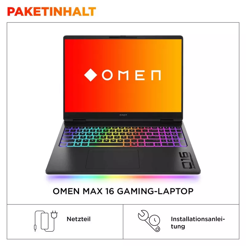 HP OMEN MAX 16-ah0193ng 16.0 inch QHD IPS 240Hz nešiojamas žaidimų kompiuteris, Intel Core Ultra 9 275HX, 32GB RAM, 1TB SSD, RTX 5080, Windows 11 Home