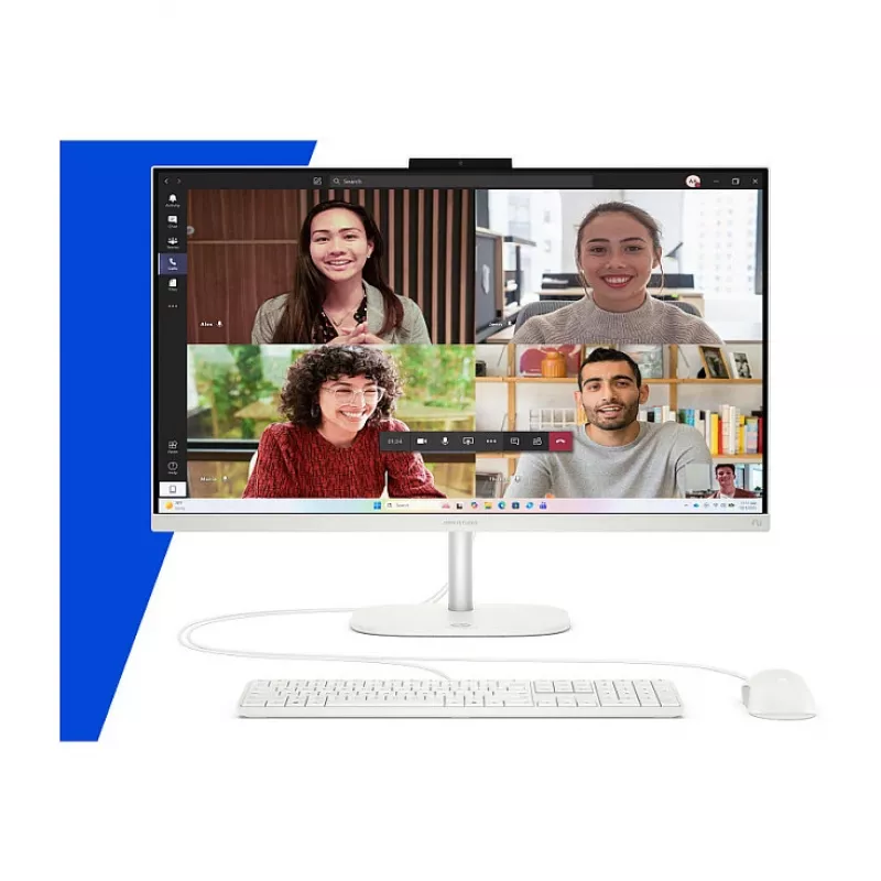 HP OmniStudio All-in-One 27-cw0174ng PC, 27 inch QHD ekranas, AMD Ryzen AI 7 445, 24 GB RAM, 512 GB SSD, Windows 11 Home, balta