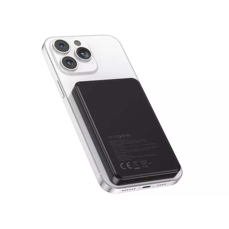 Gembird PB05-WPC15M-01 Magnetinė belaidė Power Bank 15W, 5000mAh, juoda