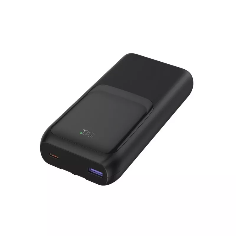 Gembird PB20-PD20-LCD-01 Greitojo įkrovimo power bank su integruotais kabeliais, 20W, 20000 mAh, juoda