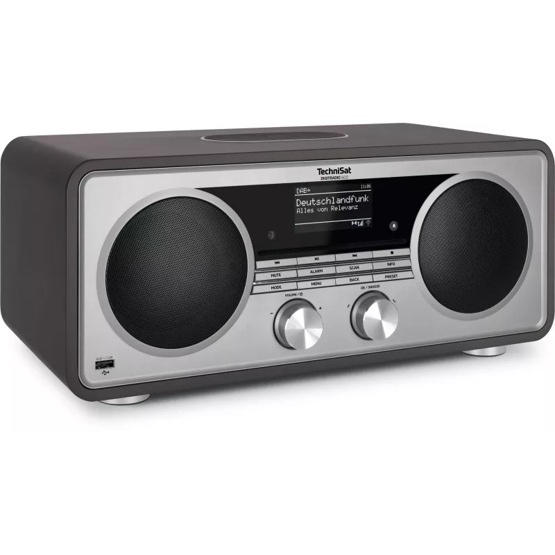 TechniSat DIGITRADIO 602 DAB+/FM/Internet Radio su Bluetooth, CD grotuvu ir belaidžiu Qi įkrovimu - antracito/sidabro spalvos