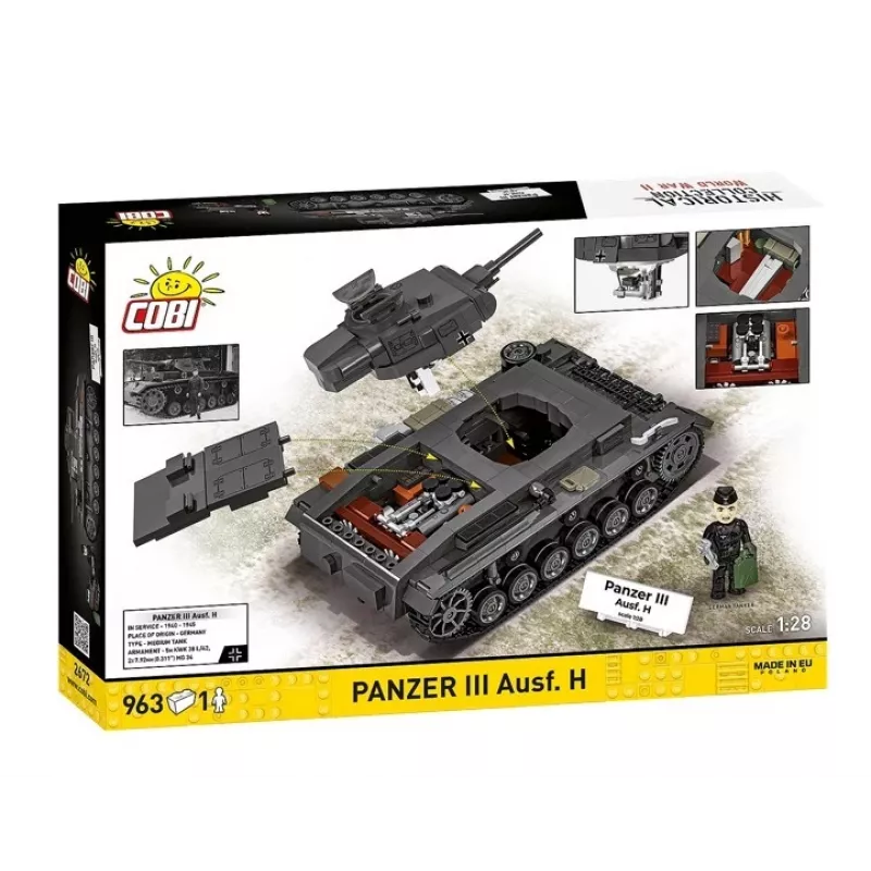 COBI 958 PCS HC WWII Panzer III Ausf. H statybiniai blokeliai