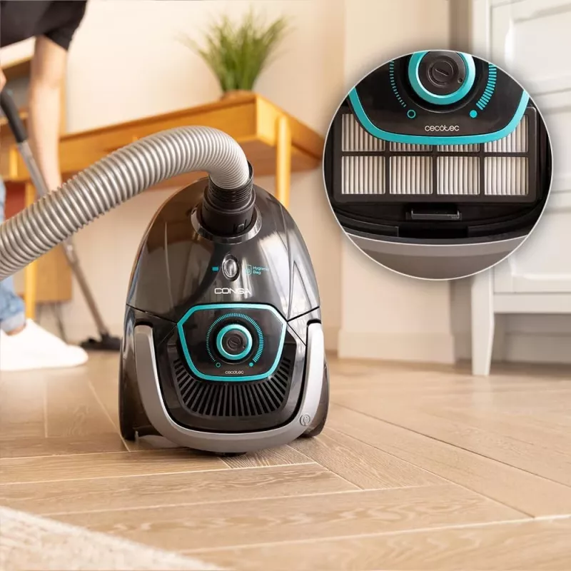 Cecotec Conga Powerbag 2500 Plus Maišinis Cilindrinis Dulkių Siurblys, 850 W, 2,5 L Talpa, Juodas