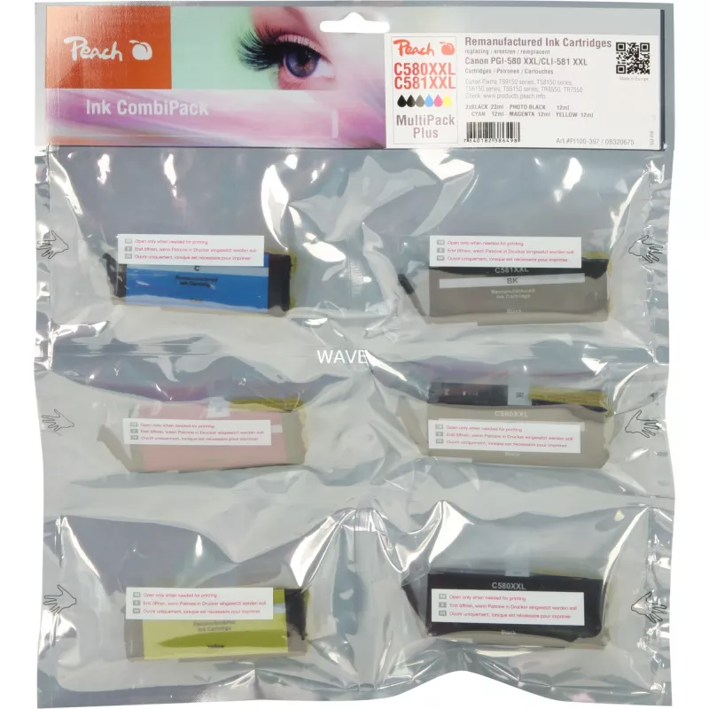 Peach Ink Save Pack Plus PI100-397 Suderinamas su Canon PGI-580XXL CLI-581XXL Multipack 6 kasečių