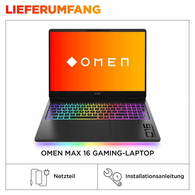HP OMEN MAX 16-ak0197ng Gaming Notebook – 16 inch QHD 240Hz, AMD Ryzen AI 9 HX 375, 32GB RAM, 1TB SSD, RTX 5080, Windows 11 Home