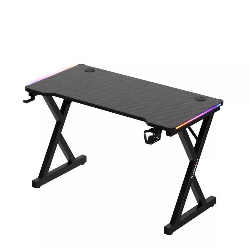 HUZARO Hero 2.3 RGB Gaming stalas - 1200x600mm, juodas, Carbon Flex, RGB LED, fiksuotas aukštis