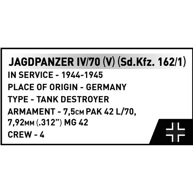COBI KLOCKI Historical Collection Jagdpanzer IV/70 (V) (Sd.Kfz.162/1) Statybinis blokelių rinkinys 1024 vnt.