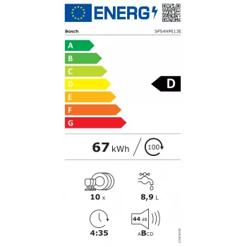 Bosch SPS4HMI13E Laisvai pastatoma indaplovė, 45 cm, energijos klasė D, Inox