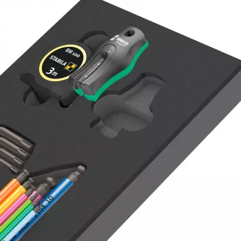Wera 9740 Hex-Plus L formos raktų rinkinys metrinis 9 dalių su rutuliniu galu ir spalviniu kodavimu