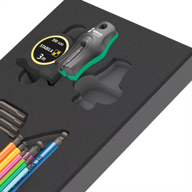 Wera 9740 Hex-Plus L formos raktų rinkinys metrinis 9 dalių su rutuliniu galu ir spalviniu kodavimu