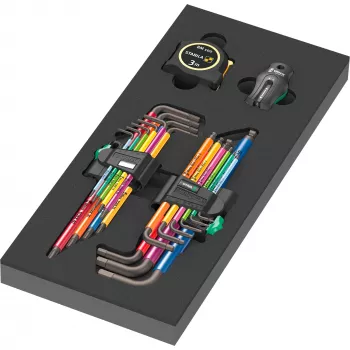 Wera 9740 Hex-Plus L formos raktų rinkinys metrinis 9 dalių su rutuliniu galu ir spalviniu kodavimu