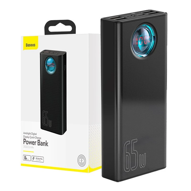 Baseus Amblight Powerbank 30000mAh, 4xUSB, USB-C, 65W, Juoda