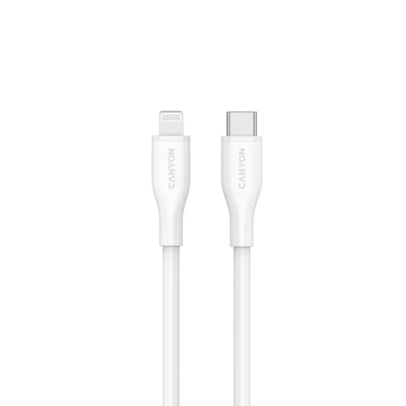 Canyon CLNM60SC10 USB-C į Lightning laidas 1m 60W MFi Silikonas Baltas
