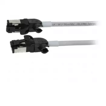 Synergy21 Patch Cable RJ45, CAT6A 500 MHz, 0,25 m, Pilka, S/FTP, Slimline Round d=4,5 mm, TPE/LSZH (Superflex), AWG28, su CAT7 Raw Connectors, Rotatable Connector