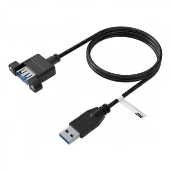 EFB USB 3.0 prailginimo laidas A-A kištukas prie skydelio lizdo, 0,5 m, juodas