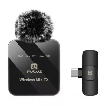 PULUZ PU648B belaidis mikrofonas (USB-C) – profesionalus lavalier mikrofonas su ENC triukšmo slopinimu, 10 m atstumu, 12 h baterija