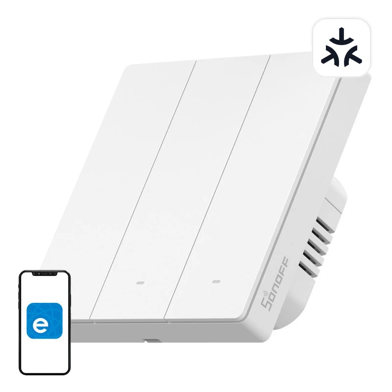 SONOFF M5-3C-86W WiFi Matter Smart Wall Switch (3 kanalų) Baltas