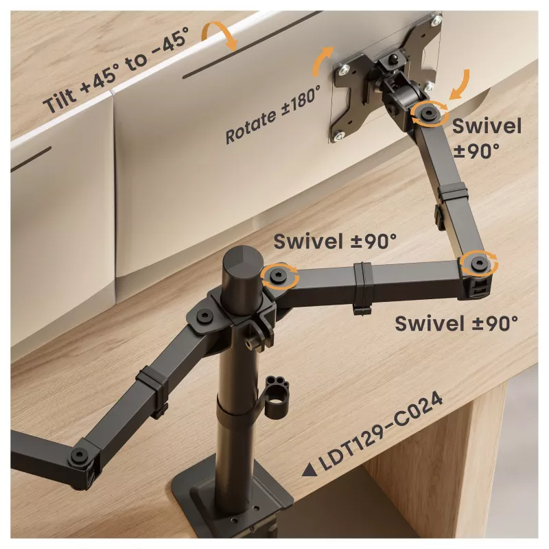 Equip Dvigubas monitoriaus laikiklis ant stalo 17-32 inch 360° Sukiojamas 10kg Juodas