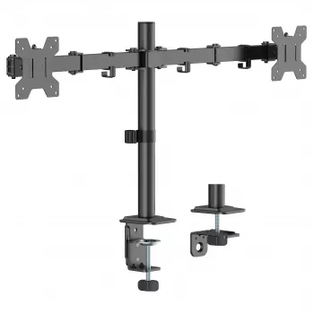 Equip Dvigubas monitoriaus laikiklis ant stalo 17-32 inch 360° Sukiojamas 10kg Juodas
