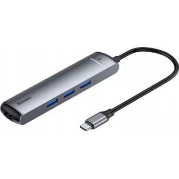 Baseus 7-in-1 USB-C Hub Adapter su 2x USB 3.0, HDMI, USB-C PD 100W, SD/TF kortelių skaitytuvu - Kosminė pilka