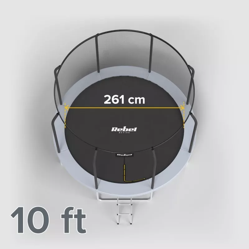 REBEL Active Trampoline PRO 10ft/305 cm su apsauginiu tinklu, juoda/mėlyna
