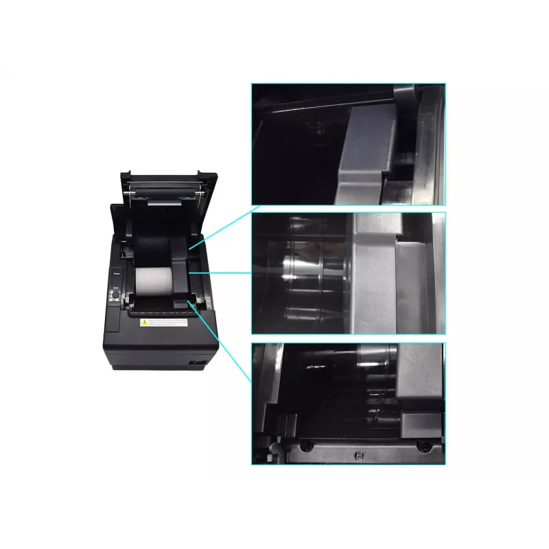 Equip 58/80mm terminis POS kvitų spausdintuvas su automatiniu pjaustytuvu, USB/Bluetooth/WiFi/pinigų stalčiaus jungtimi, juodas