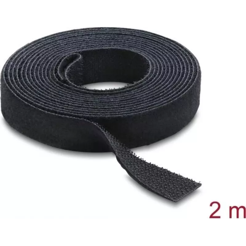Delock Hook and Loop Tape on Roll Black L 2 m x W 13 mm (19030)